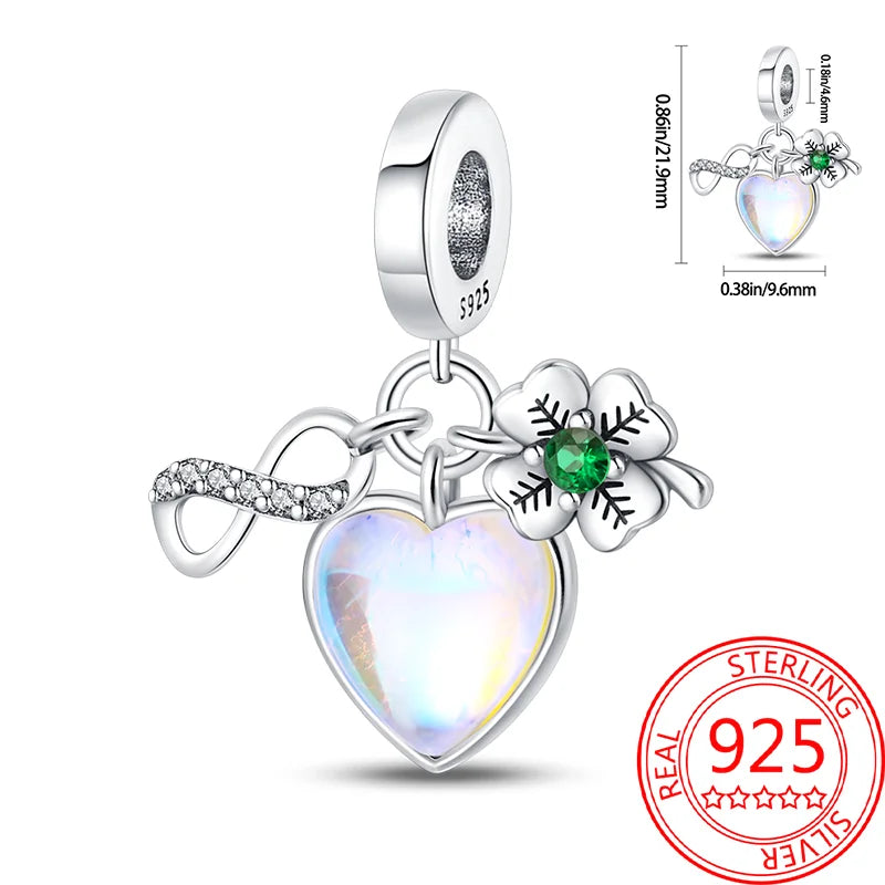 925 Sterling Silver Charm Green Monstera Leaves Charm Fit Bracelet Original Charm Bead for Women Jewelry DIY Making Fine Gift