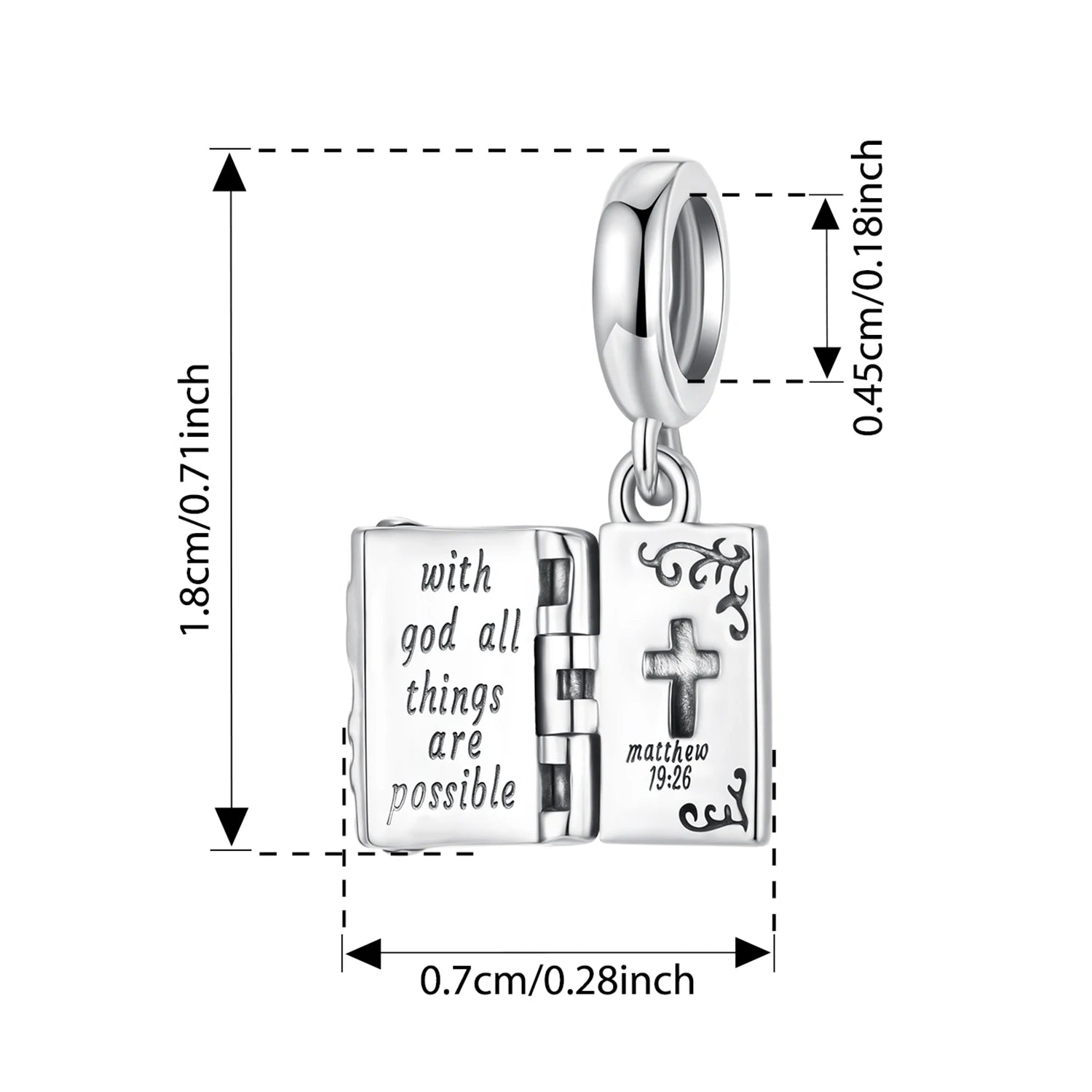 BAMOER 925 Sterling Silber Romantischer Schlossanhänger Rosa Schleifen-Zwischenperlen Kreuz-Glaubensanhänger für Halskette DIY Schmuckzubehör