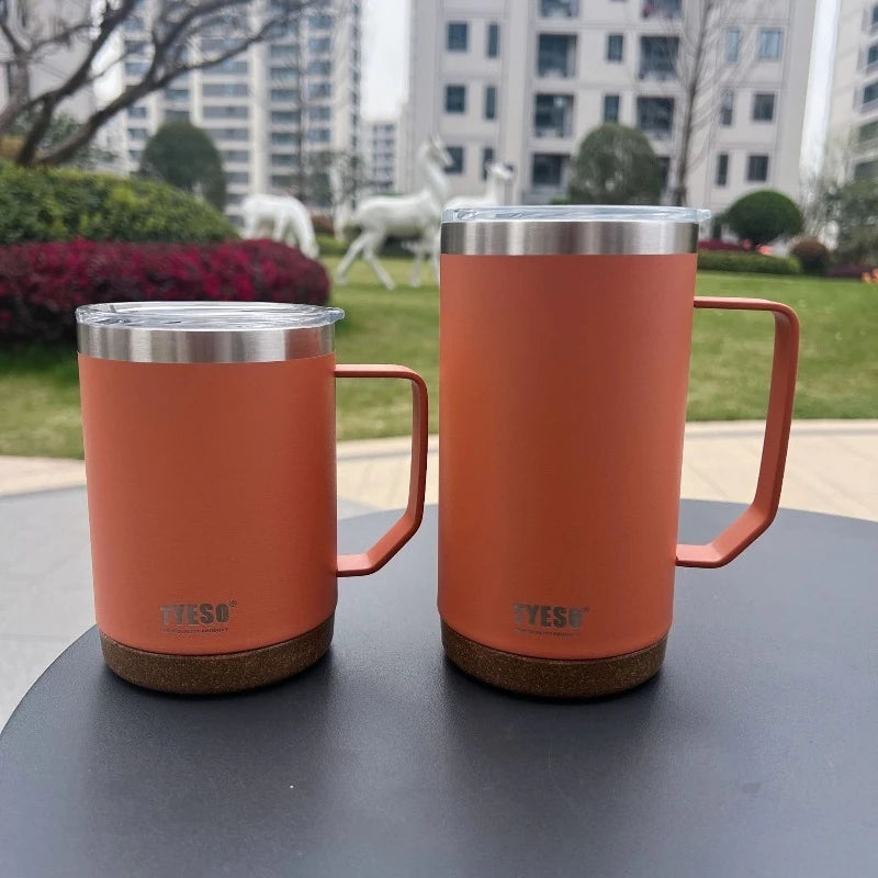 TYESO Wide Mouth Stainless Steel Coffee Mug with Leak-Proof Lid Insulated Office Travel Mug 530ml/710ml For Home Office Gift