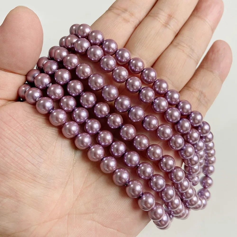 Colorful Round Shell Pearl Beads 6 8 10mm Imitation Pearls Loose Spacer Bead For Jewelry Making Bracelet Necklace Earrings DIY