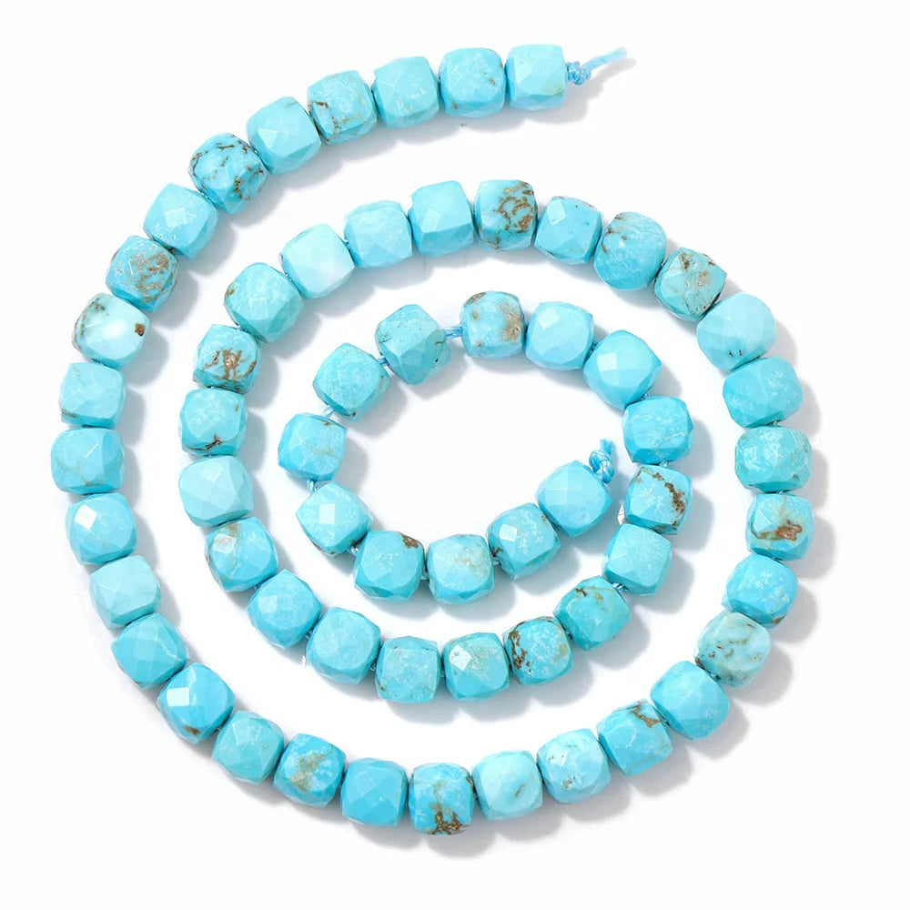 Wholesale Blue Turquoise Stone Beads Round Square Rondelle Irregular Loose Spacer Bead For Jewelry Making DIY Bracelet Necklace