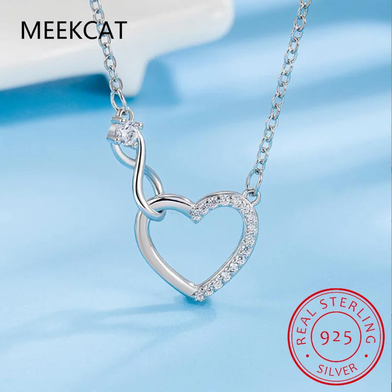 Collier pendentif « Amour infini » en argent sterling 925, bijou raffiné pour femme, symbole d'amitié éternelle. Chaîne en argent.