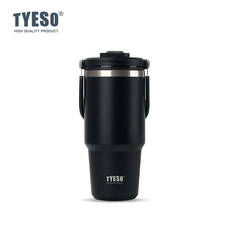 Tyeso 600ML Water Bottle Stainless Steel Vacuum Coffee Thermos with Handle Portable Vacuum Mug Thermos Insulated Car Cup Milk