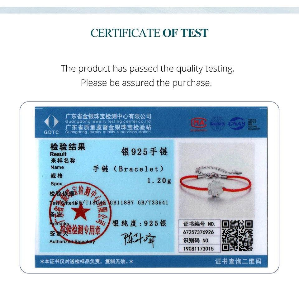 Bamoer Lotus-Armband aus 925er Sterlingsilber, zierliches, weißgoldplattiertes Armband aus roter, geknoteter Baumwollkette für Damen und Teenager-Mädchen