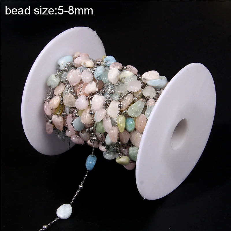 Natural Quartzs Stone Stainless Steel Chips Beads Chains For DIY Bohemia Jewelry Making Women Necklace Choker Bracelet Handmade - Madeinsea©