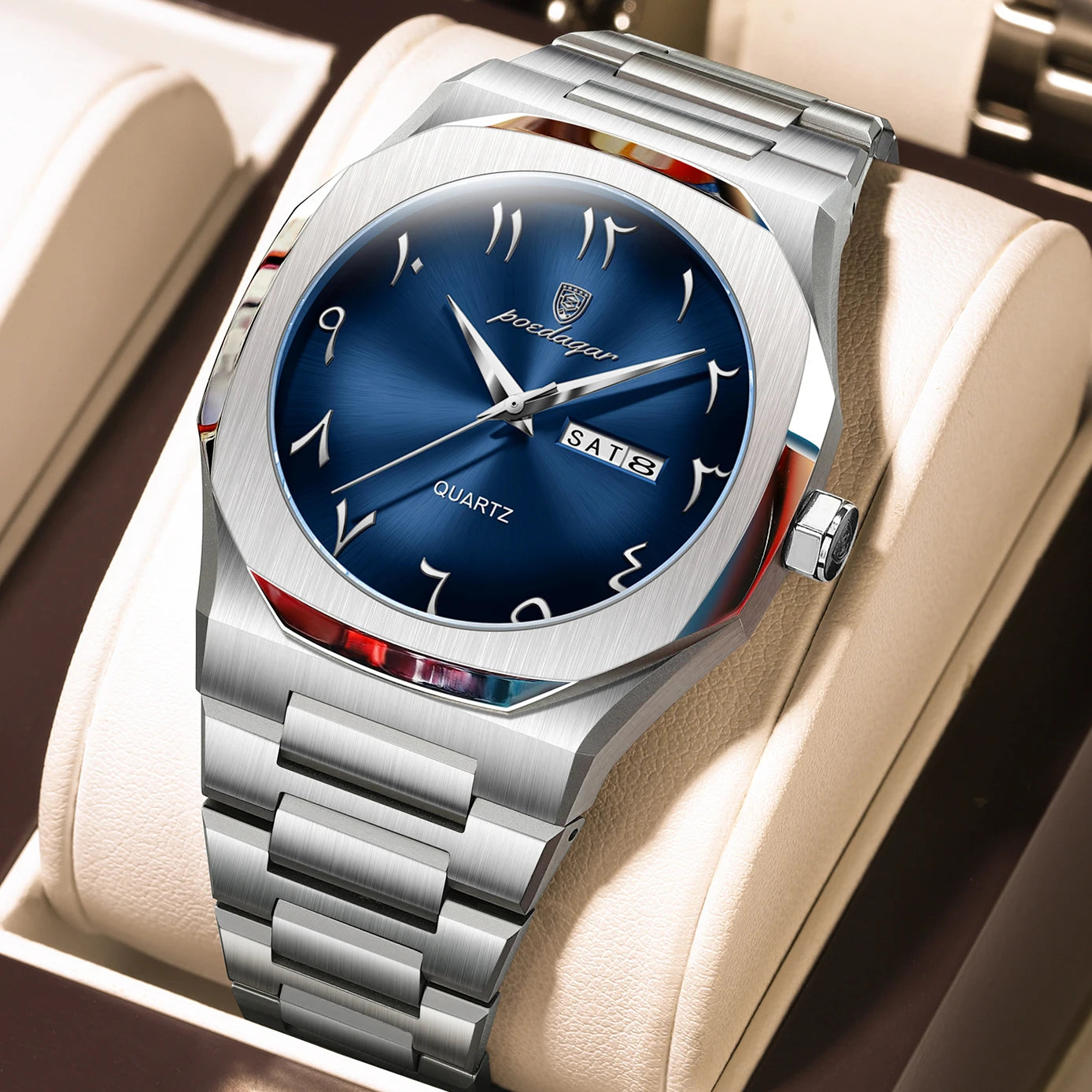POEDAGAR Military Watch For Men Waterproof Luxury Week Calendar Man Wristwatch Quartz Stainless Steel Fashion Men's Watches Male - Madeinsea©