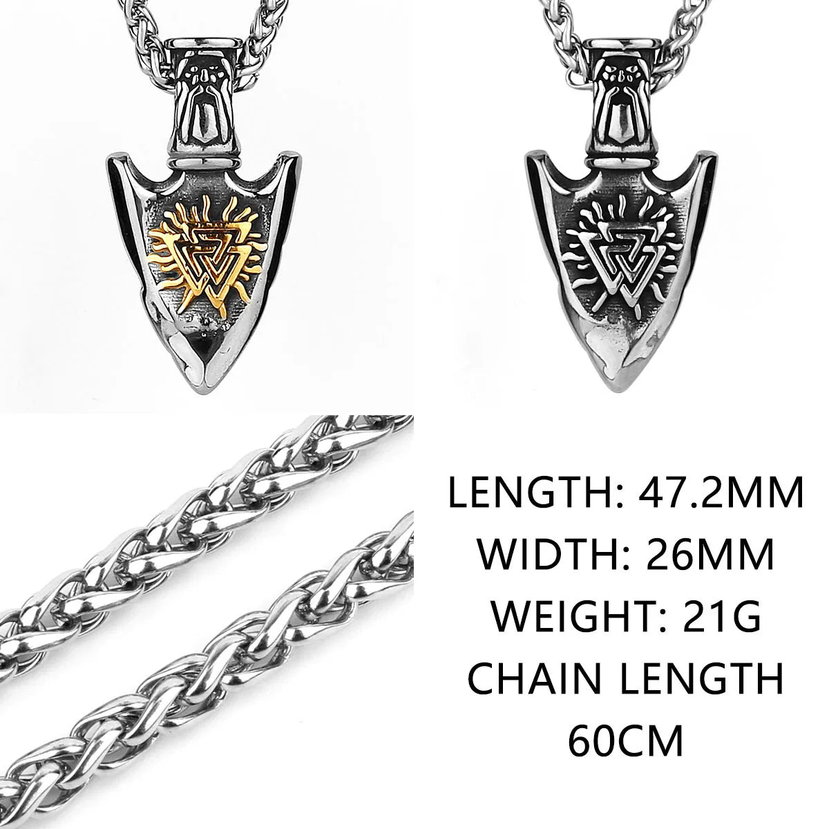 Hex Rune Chain Madeinsea© - Stainless Steel Viking Rune Pendant Anchor Style Chain ...