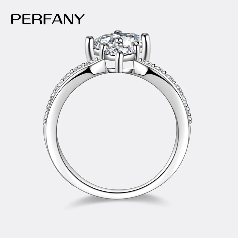 PERFANY 1.3CT Moissanite Ring for Women S925 Pure Silver Crown Double Layer Design Laboratory Diamond Wedding Luxury Jewelry - Madeinsea©