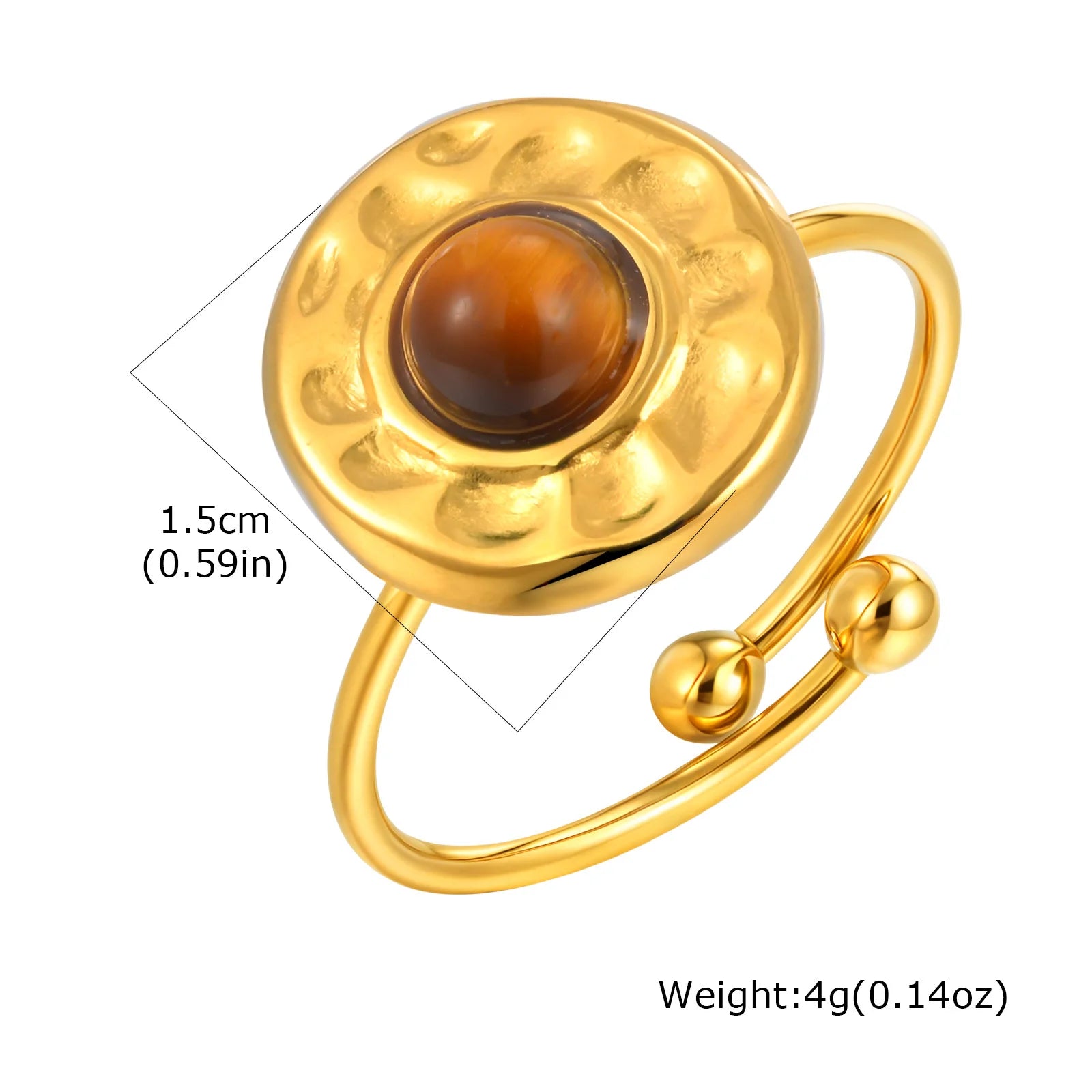 Vnox Elegant Natural Stone Stainless Steel Rings Fashion Colored Pearl Opal Turquoise Rings For Women Retro Waterproof Jewelry