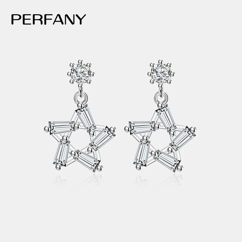PERFANY 0.2CT Moissanite Drop Earring Women S925 Pure Silver Star Design Laboratory Diamond Fashion Jewelry Party Gift - Madeinsea©