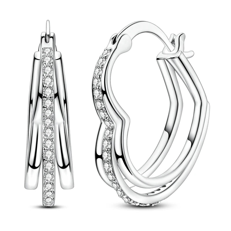 2024 neue 925 Sterling Silber Hoop Ohrringe Blumen Zirkon Ohrringe Stud Für Frau Feine Geburtstag Hochzeit Partei Schmuck Geschenke