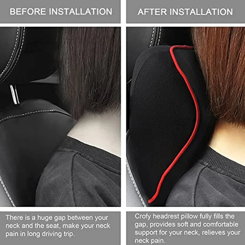 Memory Foam Car Seat Pillow Car Neck Pillow Protective Lumbar Back Support Breathable Car Headrest Cushion For Travel - Madeinsea©