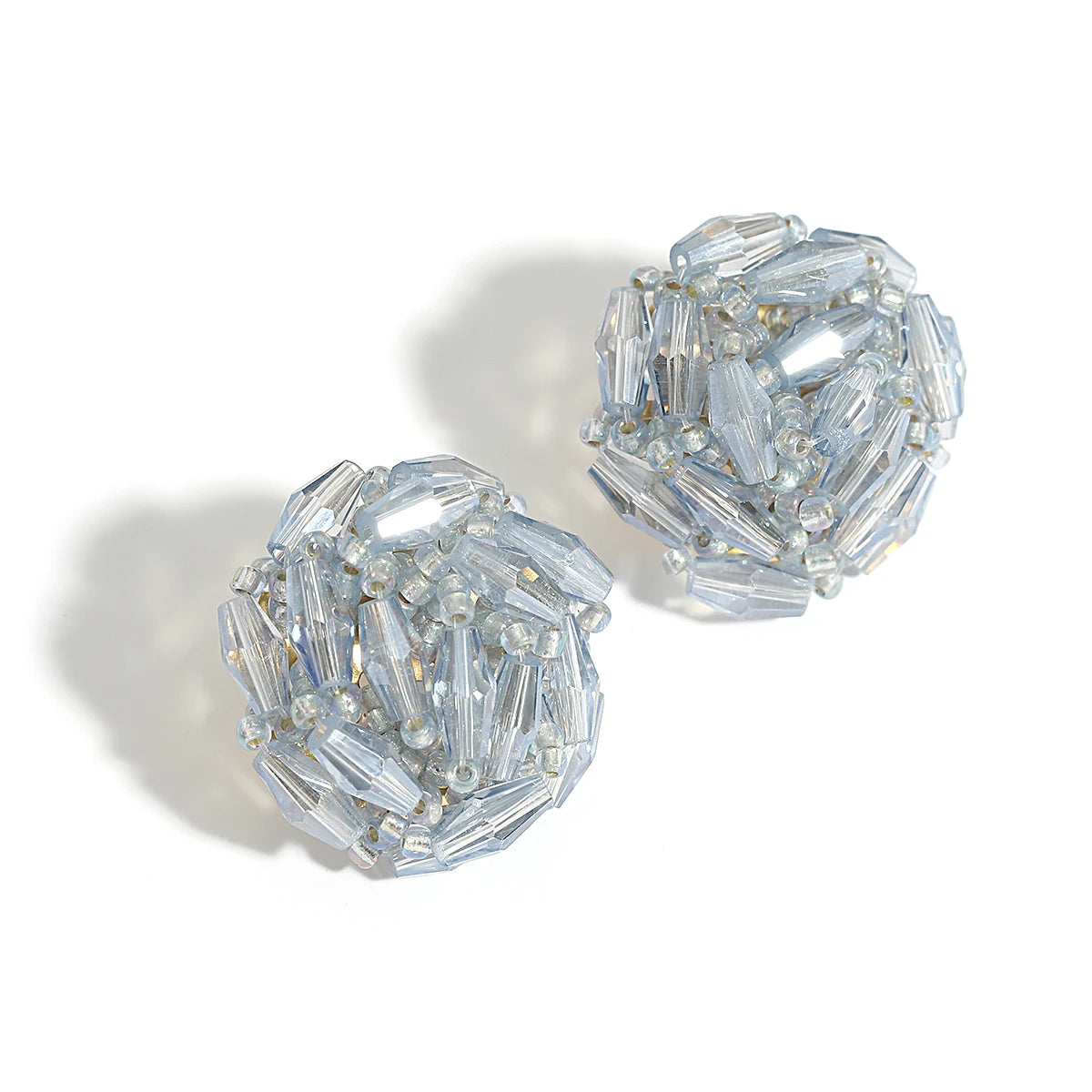 AENSOA Multicolor Crystal Seed Beads Round Stud Earrings for Women Bohemia Geometric Beaded Earrings Handmade Jewelry 2023