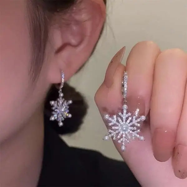 Sparking Snowflake Firework Stud Earrings For Women Girls Rhinestone Exquisite Zircon Piercing Earring Girls Party Charm Jewelry