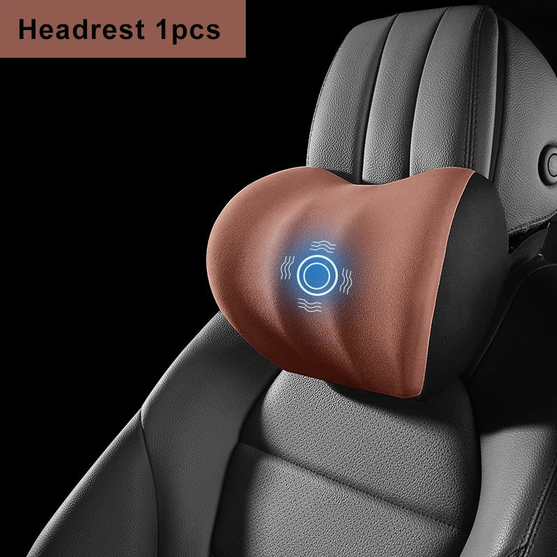 PU Leather Car Lumbar Support Pad Memory Foam Car Neck Pillow Head Waist Back Support Car Headrest Back Cushion Car Seat Pillow - Madeinsea©
