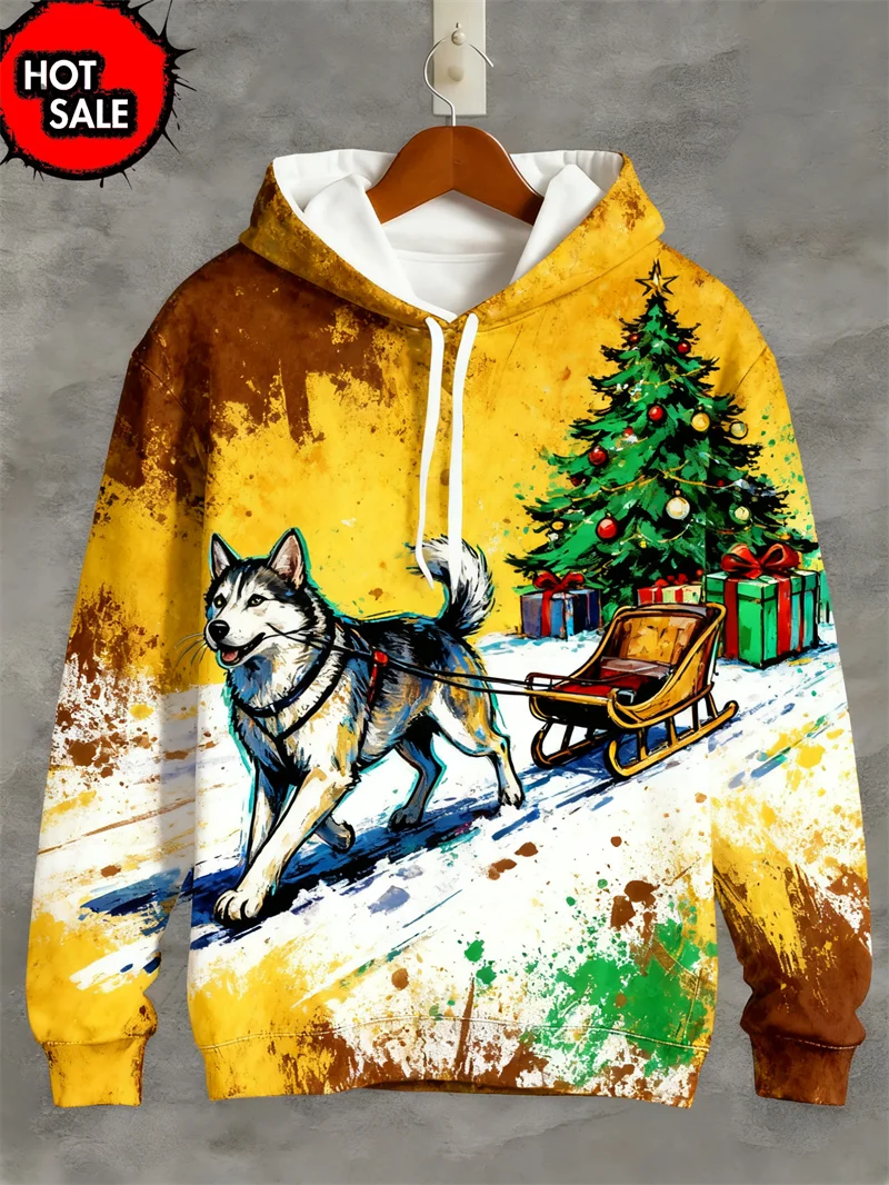 Funny Design Christmas Squirrel Deer 3D Printed Hoodies For Man Clothes Fashion New In Hoodie Santa Claus Cosplay Top Sweatshirt