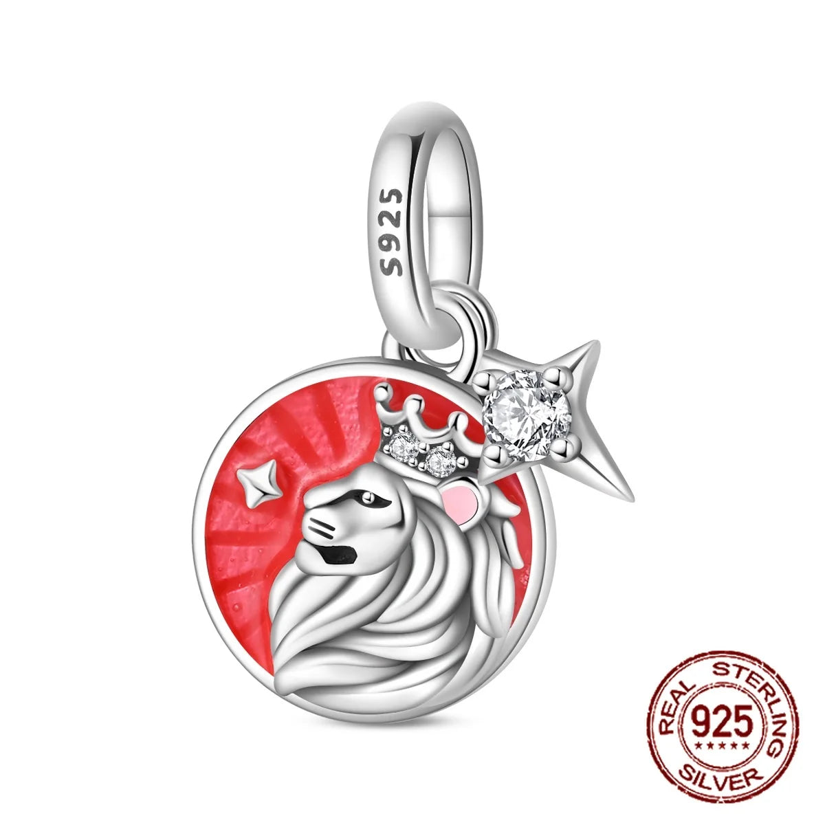 925 Sterling Silver Crowned Lion King Amulet Charm Guardian Talisman Pendant Fit Original Charm Bracelets Women DIY Jewelry Gift - Madeinsea©