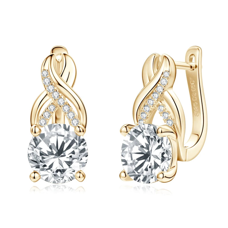 OXTAO 925 Sterling Silver Moissanite Infinity Hoop Earrings for Women 18K Gold Plated Wedding Party Jewelry Christmas Gifts