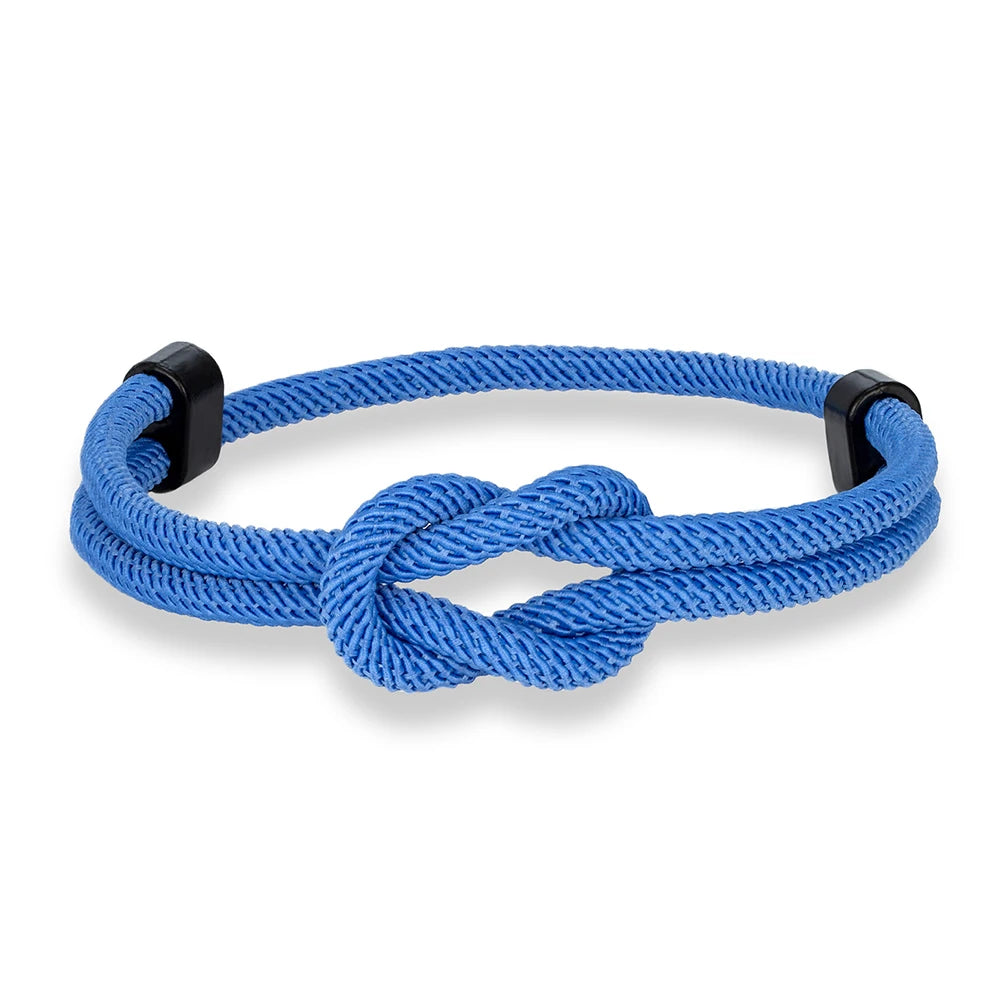 MKENDN Schwarzes Metallarmband mit quadratischem Knoten, handgefertigt, verstellbar, für Damen und Herren, Schmuckgeschenk für Paare