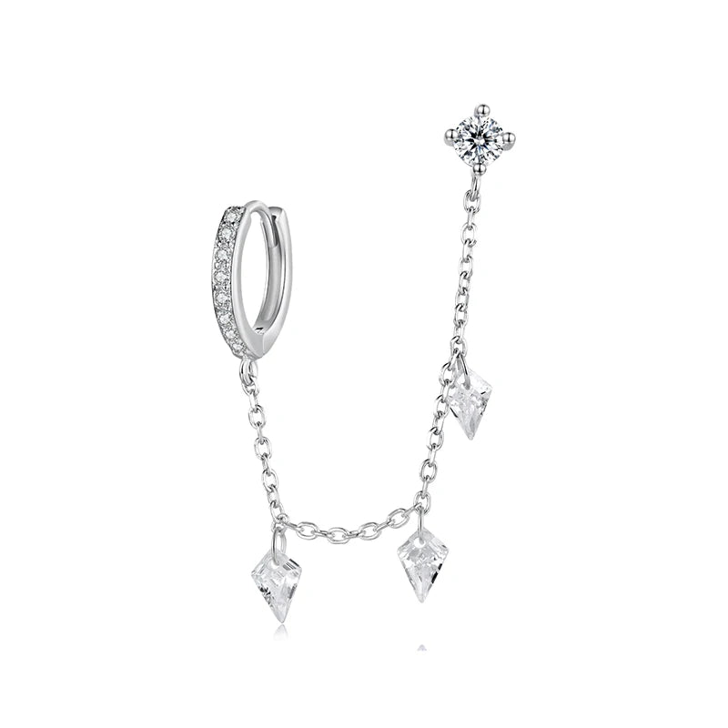 WOSTU 925 Sterling Silver Elegant Drop Earrings With AAA CZ, Baguette Cut Crystal kite Dangle Earrings Minimalist Jewelry Gift