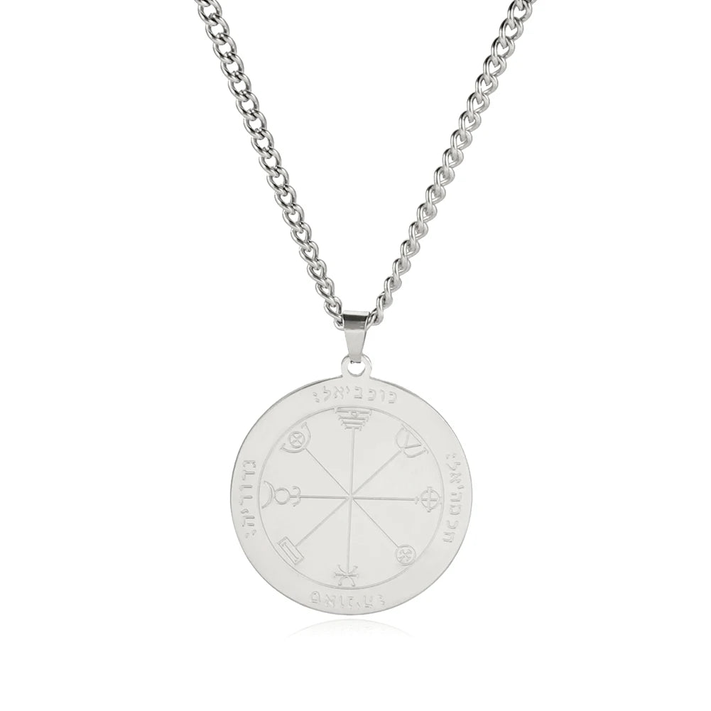 Schlüssel von Solomon Amulett Talisman Männer Halskette Erste Zweite Fünfte Siebte Pentagramm Der Jupiter Venus Mar Mond Halsketten Schmuck