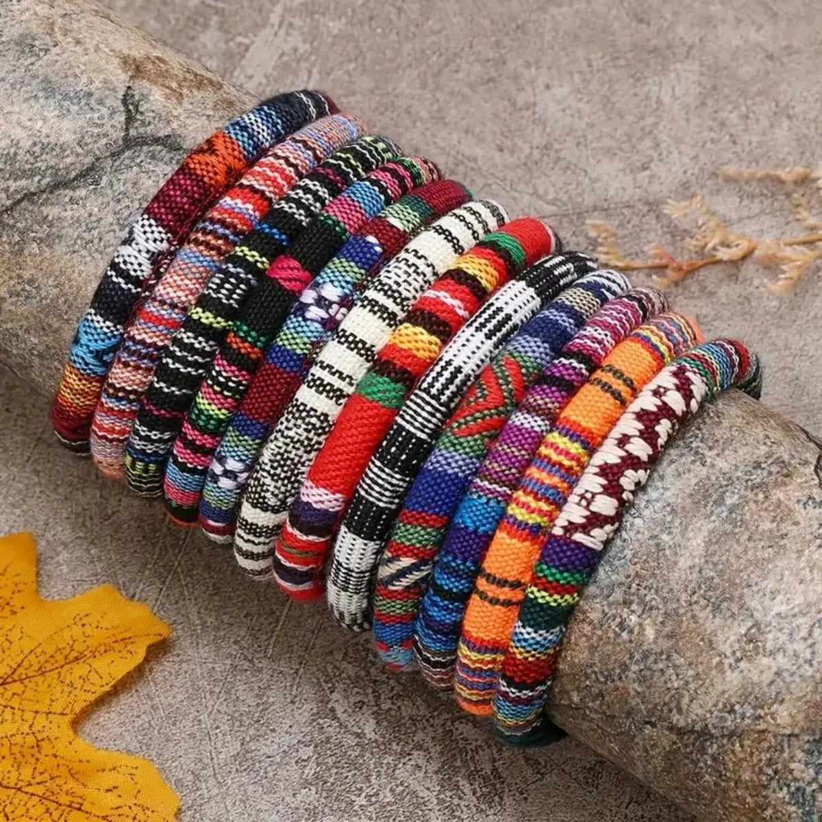 12pcs Hot Selling Cotton Bohemian Color Hand Rope Unisex Bracelet