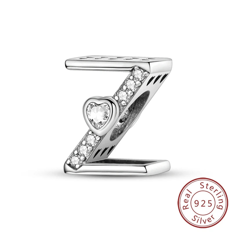 New 925 Sterling Silver Charm Beads 26 Letter Alphabet A-Z Charm Fit Original Charms Bracelet DIY Birthday Jewelry Gift Making