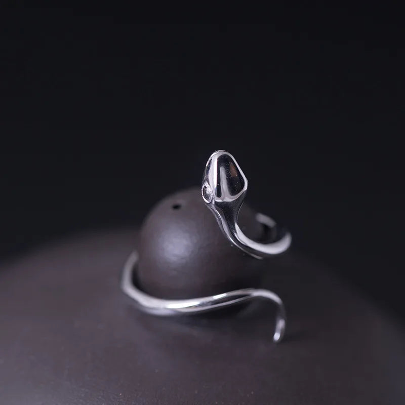 MKENDN Minimalist Style 100% 925 Sterling Silver Snake Ring For Men Women Gothic Street Hip Hop Punk Jewelry