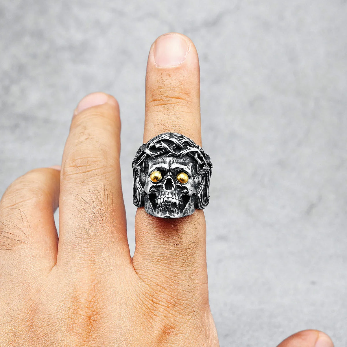Skull Men Ring 316L Stainless Steel Skeleton Midnight Undead Rock Punk Gothic Rap for Biker Male Boyfriend Jewelry Creative Gift