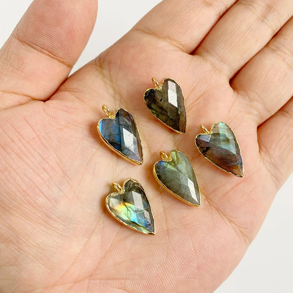 2PCS Natural Flash Labradorite Stone Pendant Irregular Shape Fashion Flash Labradorites Charms Connector For Jewelry Making DIY