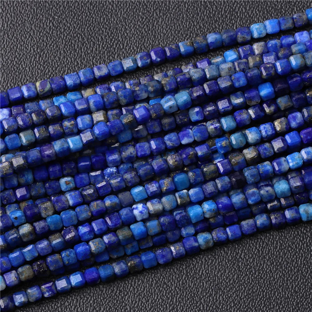 Hot Natural Faceted Stone Bead 2-3mm Small Square Quartz Garnet Glass Cube Loose Beads For Jewelry Making Needlework Accessories