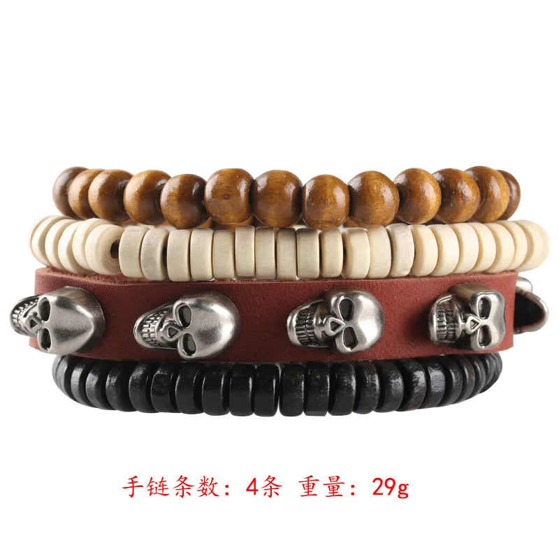 Wholesale Best-selling Multi-layer Buddha Bead Beaded Bracelets Men's Retro Style Multi-layer Elastic Thread Adjustable Wooden