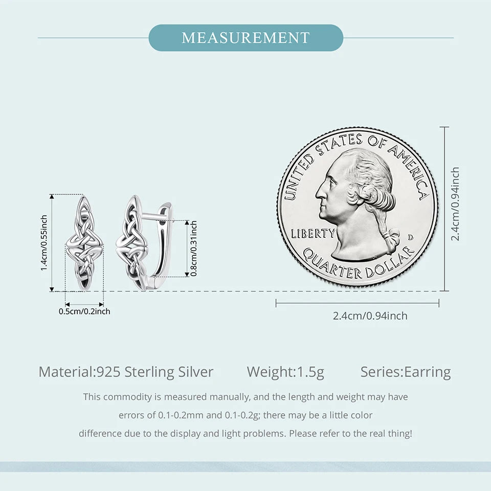 WOSTU 925 Sterling Silver Celtic Knot Huggies Hoop earrings For Women , s925 Retro style Party Ear Cuffs Fine jewelry Gift