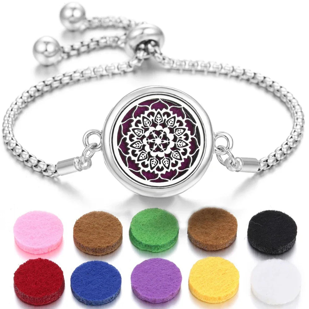 2024 New Kaleidoscope Aromatherapy Bracelet Perfume Essential Oil Diffuser Locket Bracelet Charms Women Aroma Diffuser Jewelry