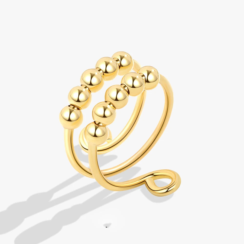 Anti Stress Anxiety Silver Ball Rings 925 Women Men Spinner Fidget Rings Vintage Gold Couple Anillos Jewelry Free Shipping Gift