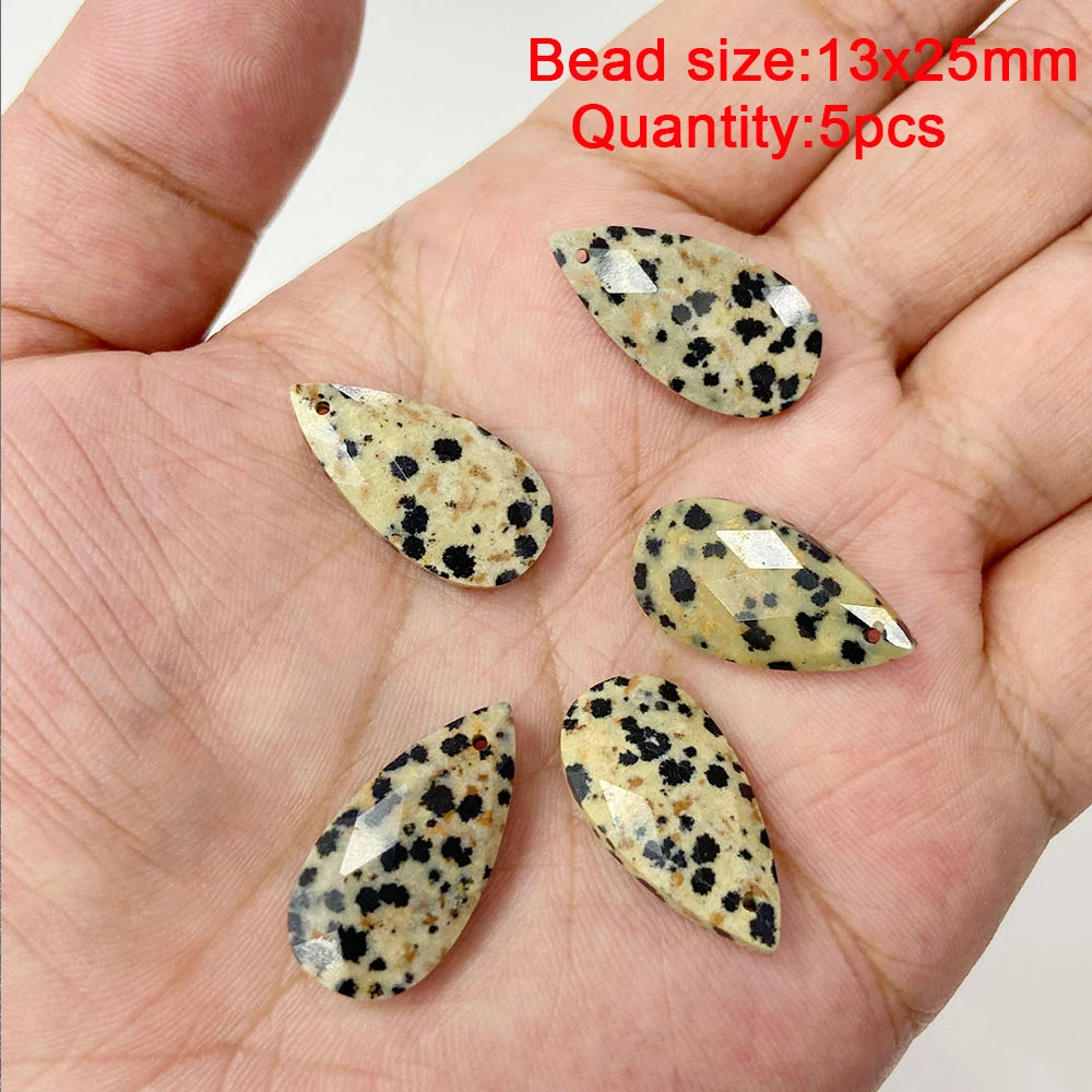 Natural Dalmation Jaspers Stone Bead Round Tube Square Shape Loose Beaded Fit Jewelry Making Accessories Diy Bracelets Necklace