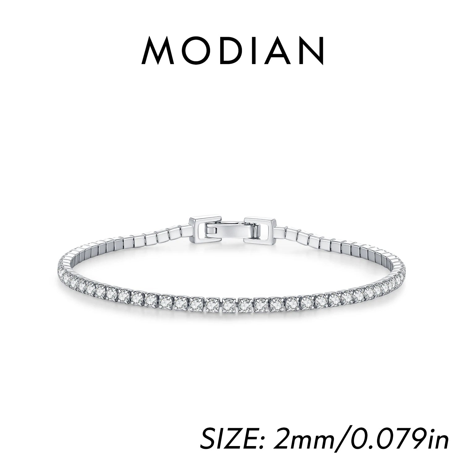 MODIAN 3MM 4MM 5MM Fashion Bracelets 925 Sterling Silver Luxury Round Clear CZ Thin Tennis Bracelet For Women Fine Jewelry Gifts