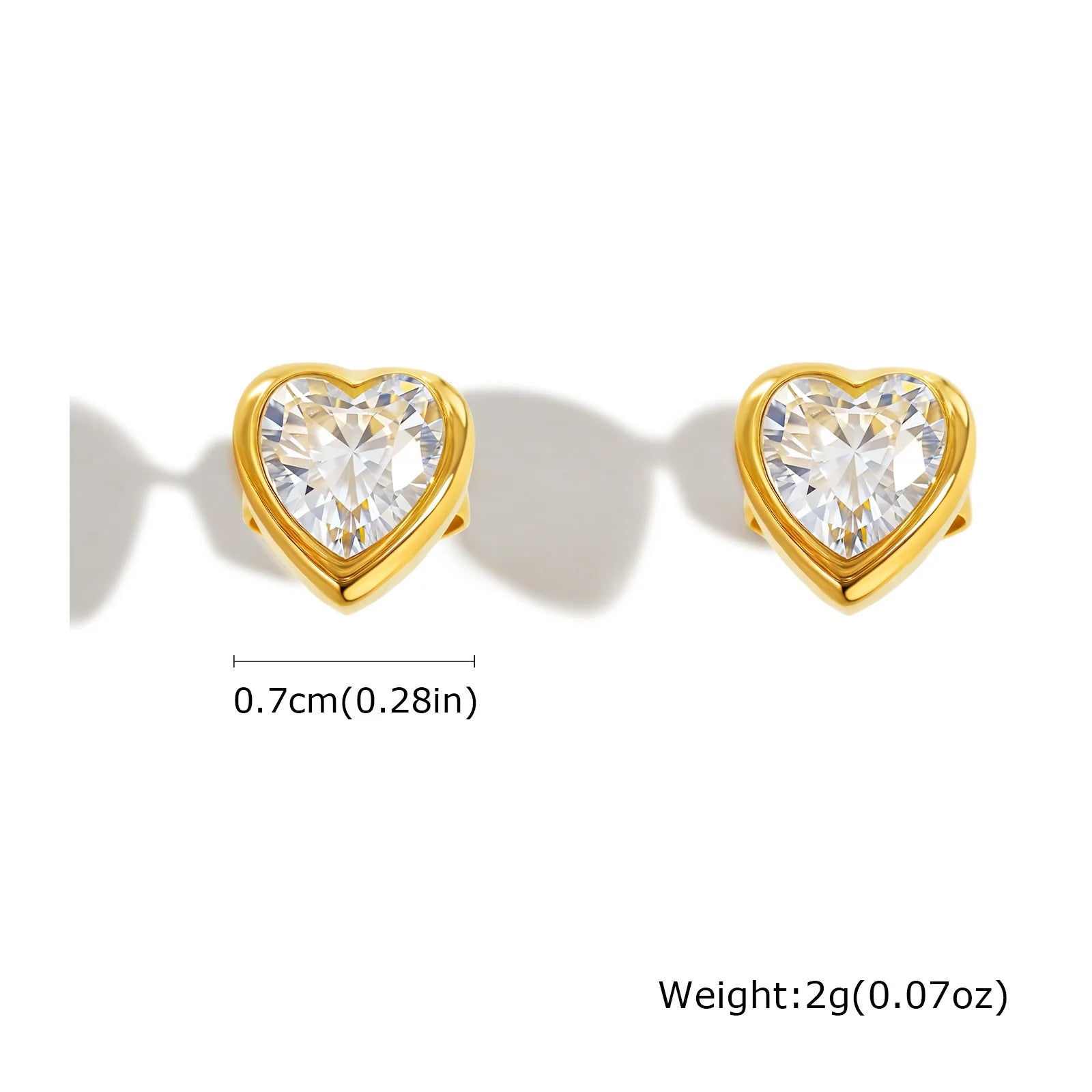 Vnox Love Cubic Zircon Heart Earring For Women Stainless Steel Jewelry To Party Gold Plated Elegant 1 Pair Earrings Holiday Gift