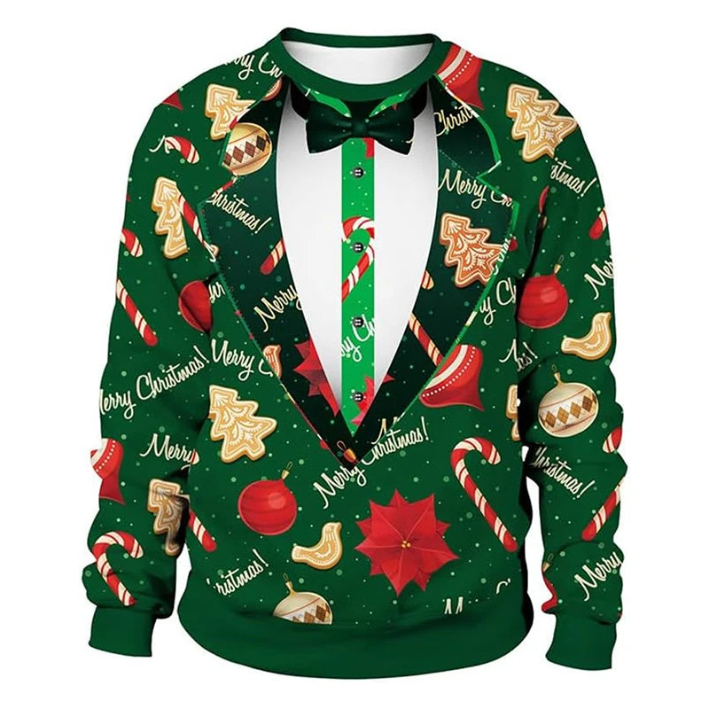 Christmas Fake Lapel Ugly Sweater For Men Hot Popular Loose Pullover Sweatshirt Festival Party Unique Gift Xmas Sweaters 2026