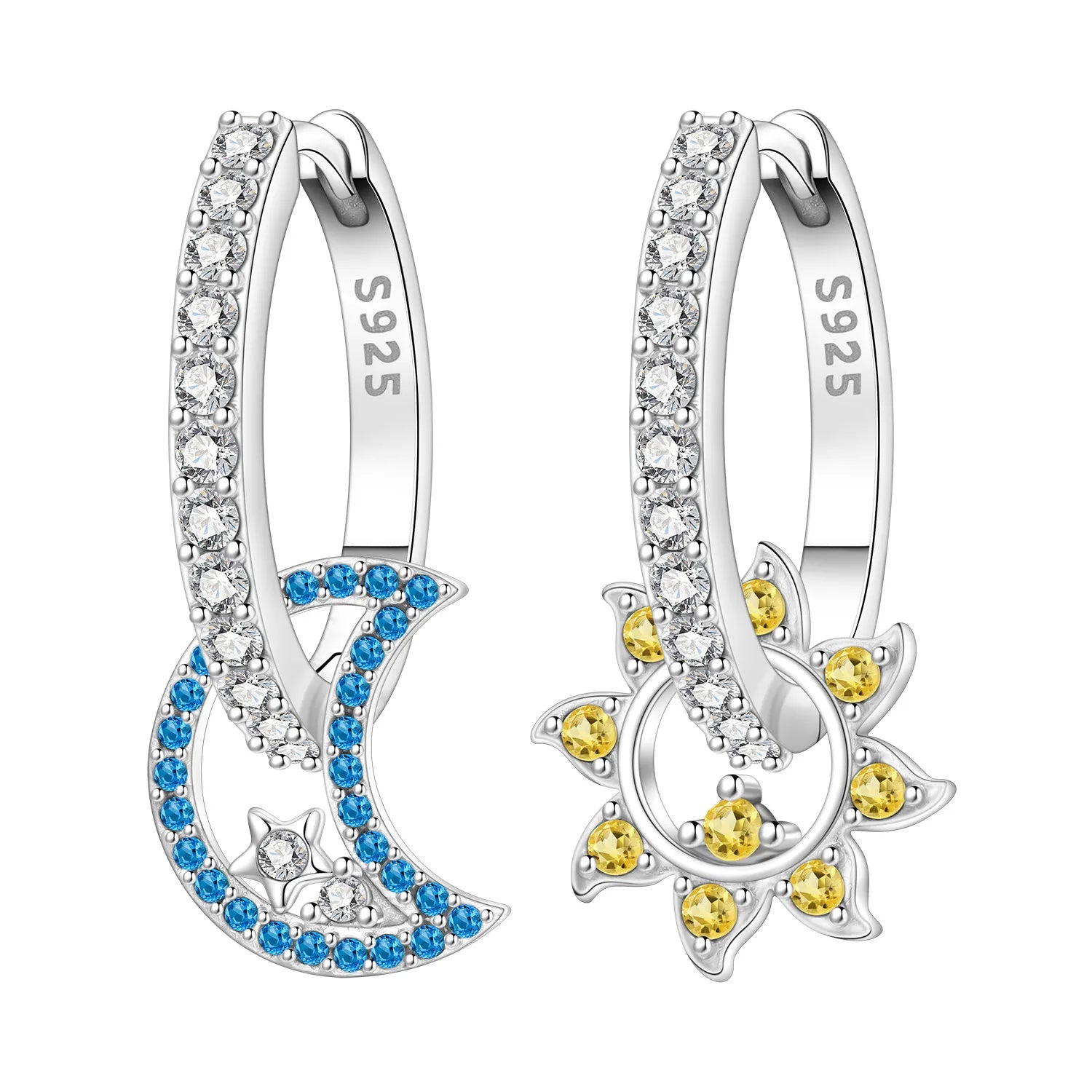 PANPOKI 925 Sterling Silver Golden Sparkling Stars Drop Earrings Women Earrings Charm Fashion Versatile Party Jewelry Gifts