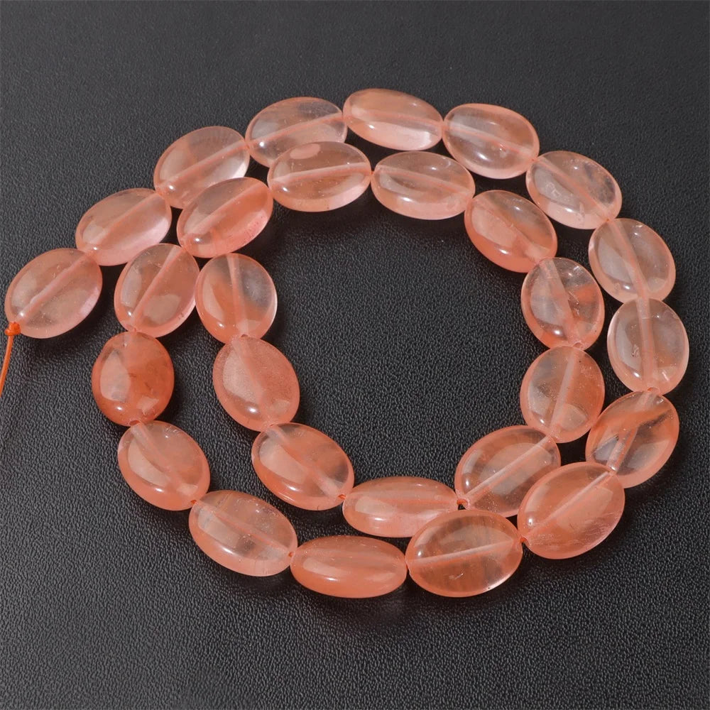 10x15mm Natural Stone Bead Flat Oval Shape Amazonite Rose Quartzs Amethysts Beads For Jewelry Making Necklace Bracelet Handmade