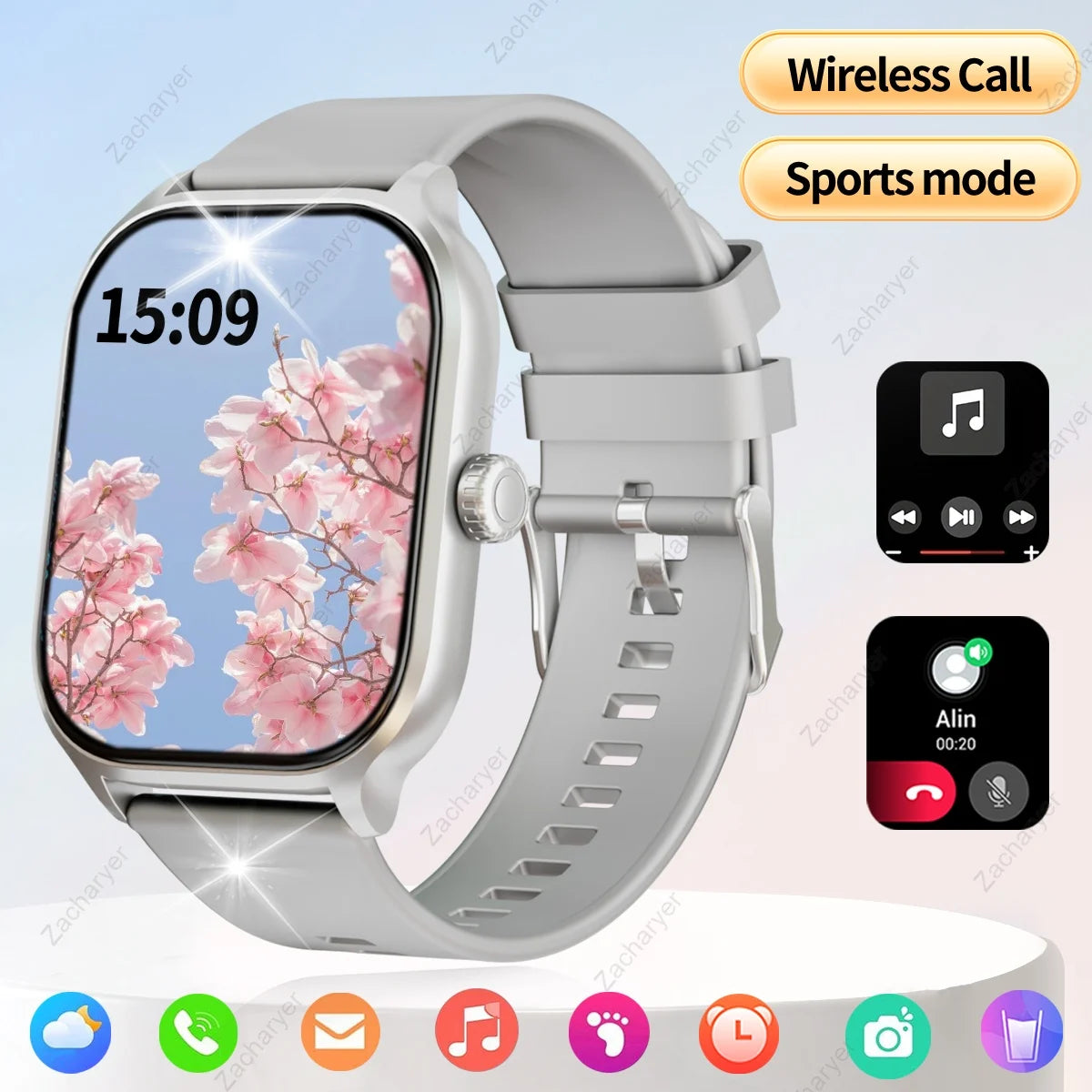 HOT With wireless call function, compatible with Android and iPhone, sports watch, application control, SMS reminder