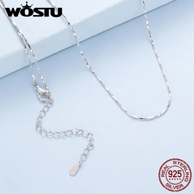WOSTU  925 Sterling Silver Bling Bling Chain Necklace for Women Girls, Strong Basic Multi-faceted Sparkling Chain Link Xmas Gift