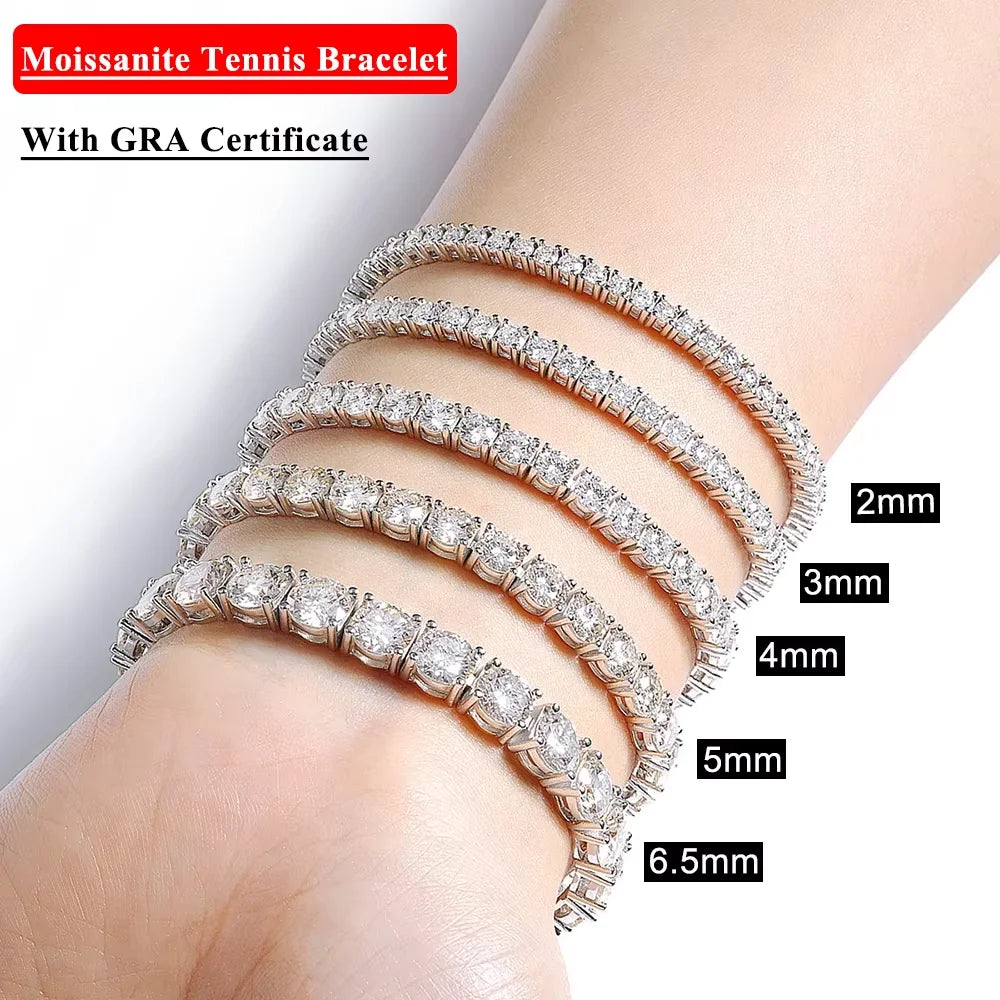 Serenity 2mm 3mm 5mm Black Moissanite Tennis Bracelet For Women Man Gift S925 Sterling Silver Sparkling Lab Diamond Hand Chain - Madeinsea©
