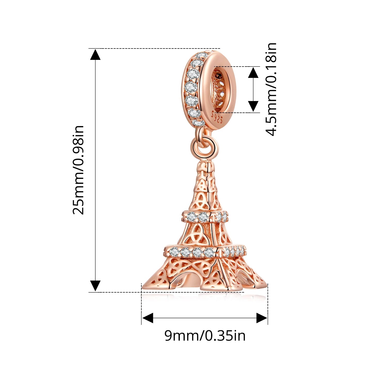 BISAER 925 Sterling Silver World Famous Building Style Charms Beads Eiffel Tower Big Ben Pendant Fit Bracelets DIY Fine Jewelry