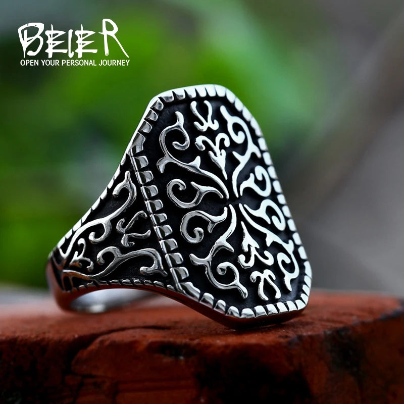 BEIER 2023 Nouvelle bague pour homme en acier inoxydable au design créatif, motif classique, bijoux nationaux, bague pour homme à la mode, cadeau