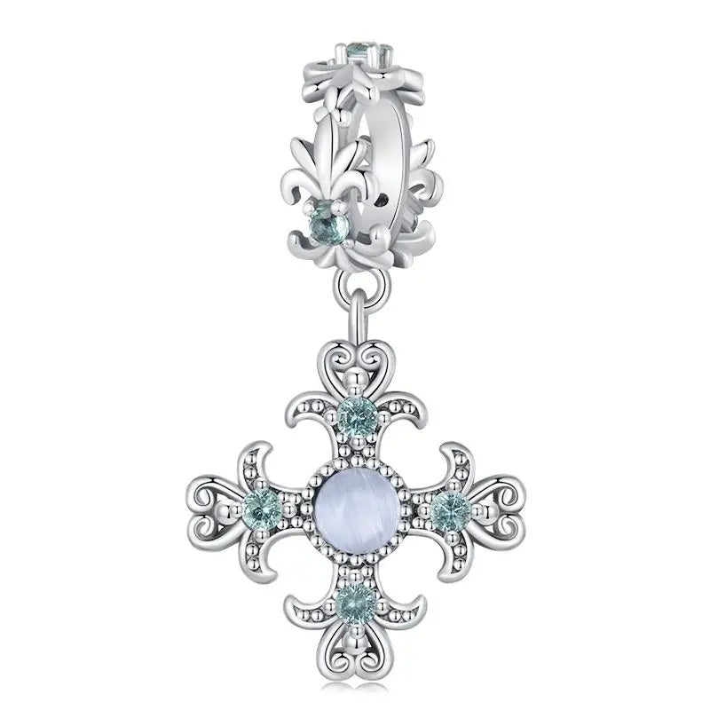 WOSTU 925 Sterling Silver Religious Openable Bible Book Charm Cross Faith Pendant Celtic Knot bead Fir Bracelet DIY Family Gift