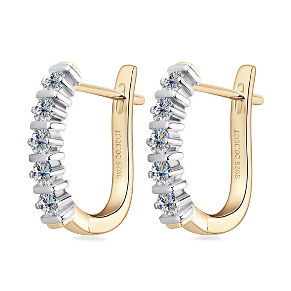 Serenity 2.5mm D Color Real Moissanite U Shape Earrings For Women Man Anniversary Gift 925 Sterling Silver Stud Ear Fine Jewelry - Madeinsea©