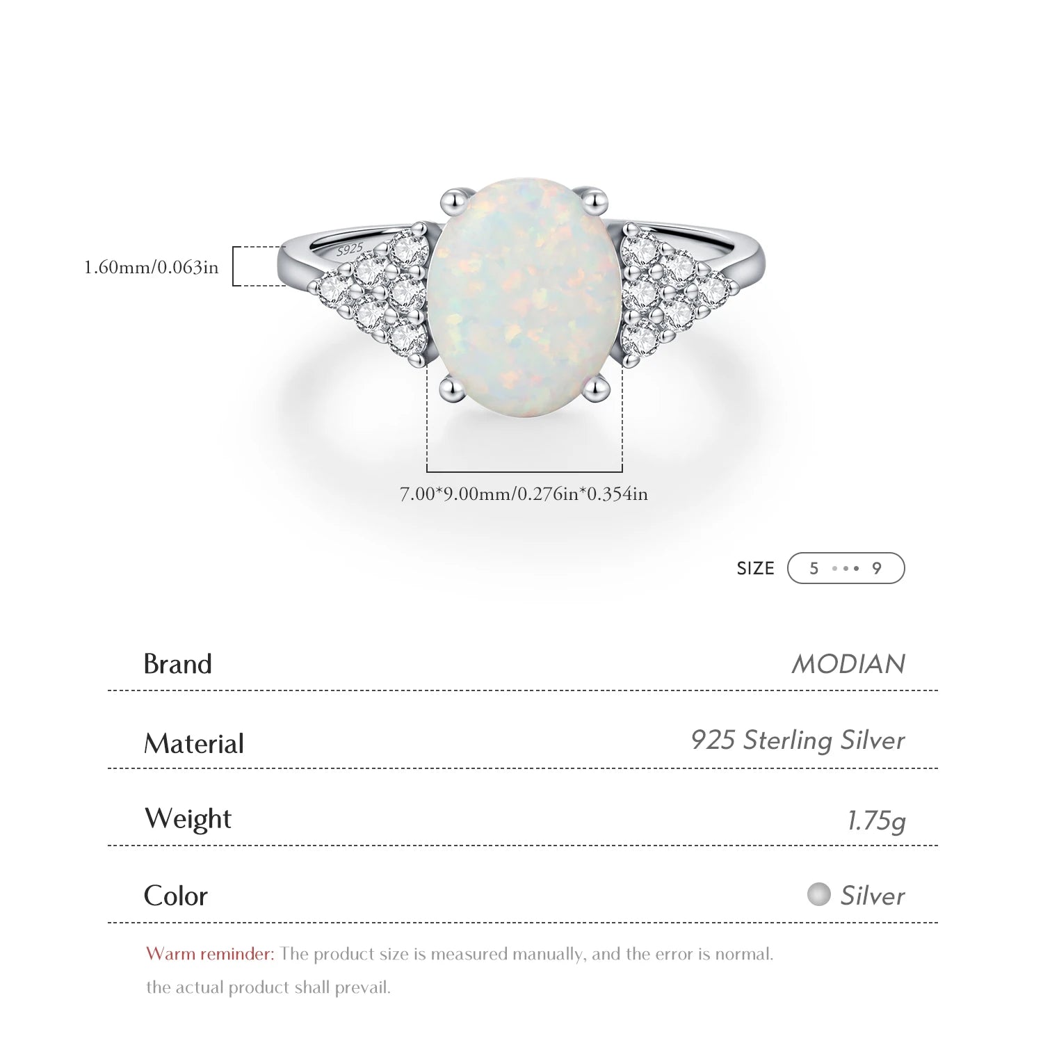 MODIAN Solid 925 Sterling Silver Elegant Oval Sweet Opal Finger Rings Classic Vintage Ring For Women Dating Fine Jewelry