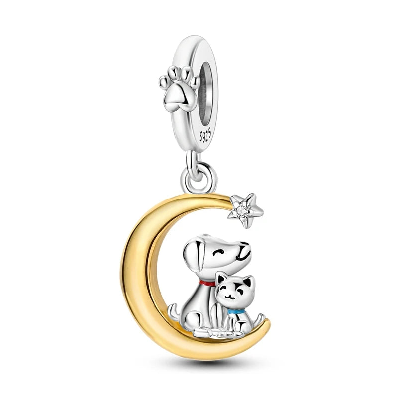 Original Charms Beads 925 Sterling Silver Golden Leopard Firefly Butterfly Hot Air Balloon Beads Fit DIY Bracelet Fine Jewelry